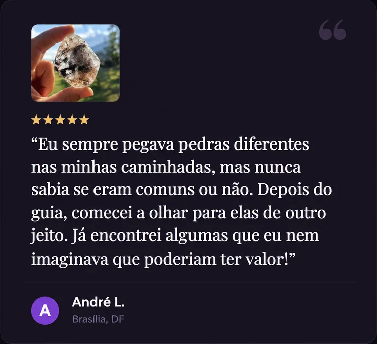 Relato ilustrado de André L. sobre pedras encontradas em caminhadas